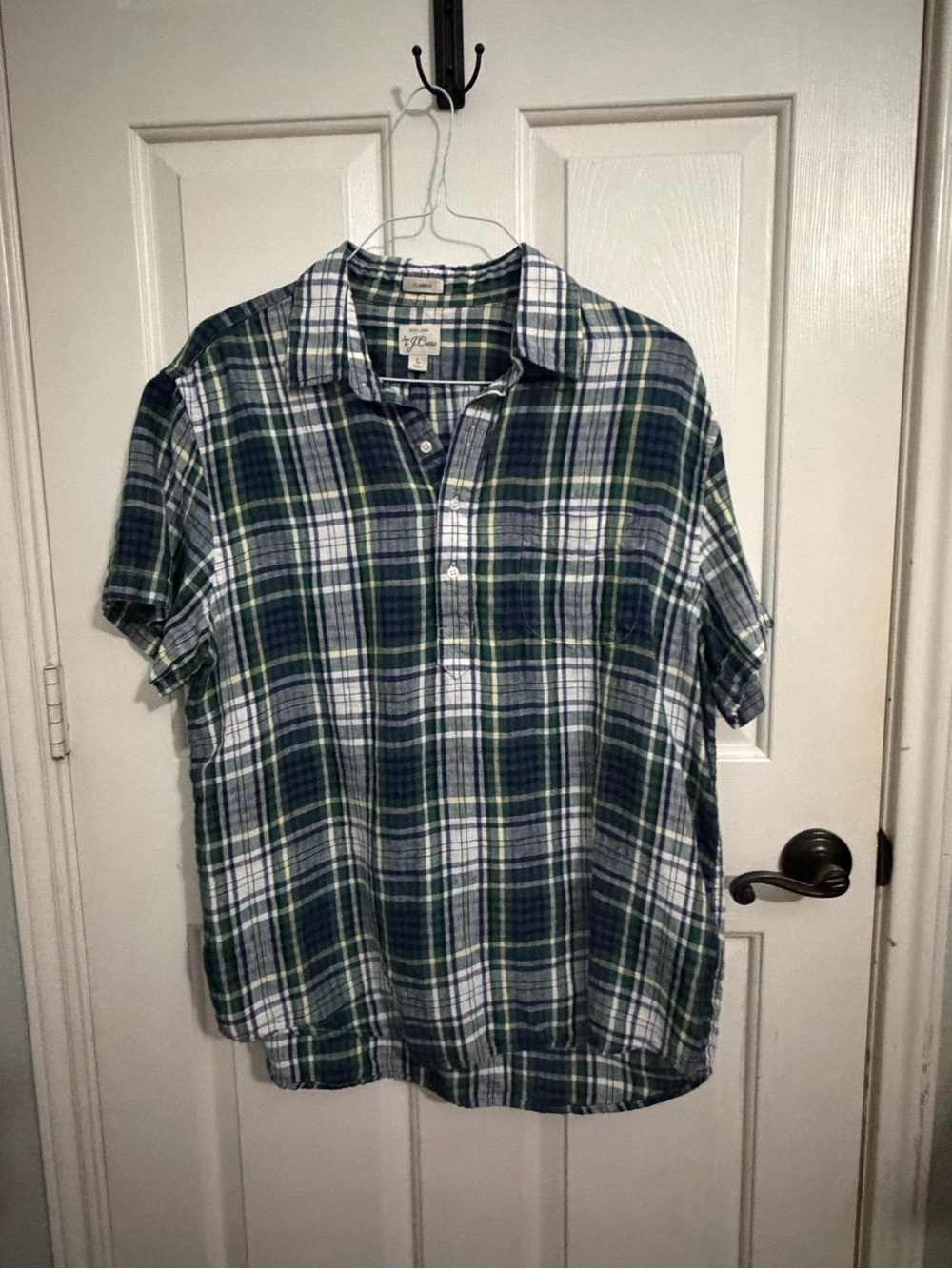 J. Crew Men’s Linen Popover Short-sleeve shirt Large Classic Fit